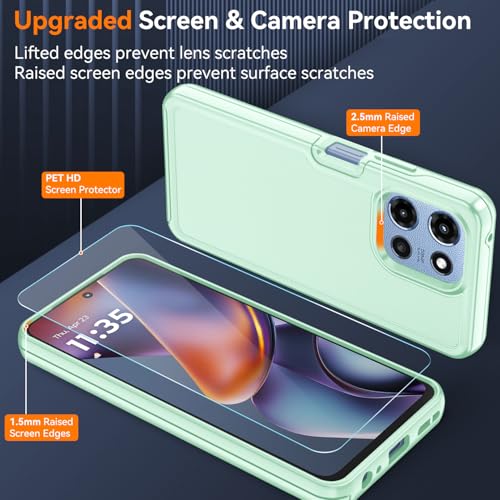 for Motorola Moto G 5G 2025/2026 Case with HD Screen Protector, Moto G Play 2026 Heavy Duty Shockproof Military Grade Full Body Protection Phone Cover (Jade Green) - color: Jade Green
