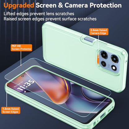 for Motorola Moto G 5G 2025/2026 Case with HD Screen Protector, Moto G Play 2026 Heavy Duty Shockproof Military Grade Full Body Protection Phone Cover (Jade Green) - color: Jade Green