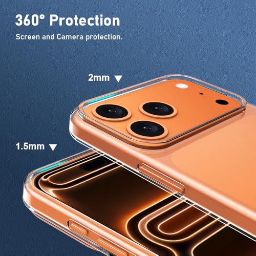 Clear Thin for iPhone 17 Pro Max Case.Soft Skin Silicone Phone Cover | Gel Rubber iPhone 17 Pro Max Case,Ultra Slim Thin Flexible Clear TPU Phone Case