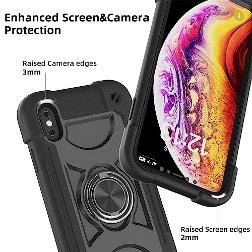 MARKILL Compatible with iPhone Xs Max Case 6.5 Inch with Ring Stand, Heavy-Duty Military Grade Shockproof Phone Cover with for iPhone Xs Max. Black - color: Black, size: iPhone XS Max 6.5"