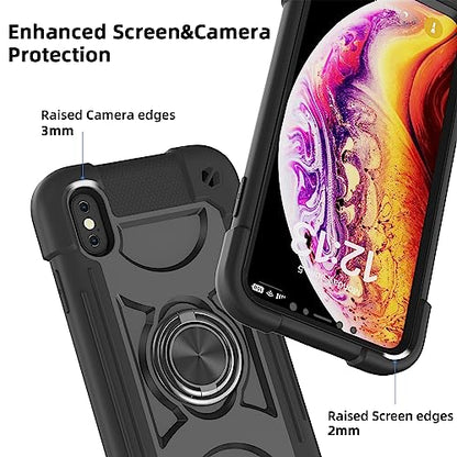 MARKILL Compatible with iPhone Xs Max Case 6.5 Inch with Ring Stand, Heavy-Duty Military Grade Shockproof Phone Cover with for iPhone Xs Max. Black - color: Black, size: iPhone XS Max 6.5"