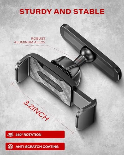 APPS2Car Magnetic Phone Holder for Gym, Alloy Base & Joint for Strong Hold - size: Black - 1 Pack