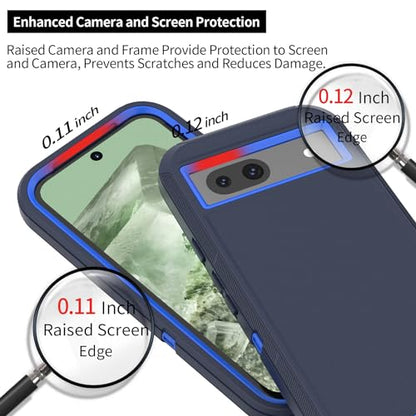 Compatible with Google Pixel 8A Case, with Belt Clip Holster Heavy Duty Rugged Shockproof Full Body Protection Kickstand Phone case for Google Pixel 8A 5G (Blue) - color: Blue