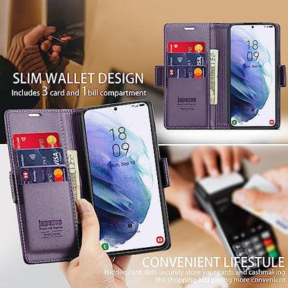 japezop Samsung Galaxy S21 5G Wallet Case with [RFID Blocking],Card Holder Kickstand Magnetic,Soft Leather Flip Case for Samsung Galaxy S21 5G 6.2 Inch (Fashion Purple) - color: Fashion Purple, size: S21 5G 6.2"