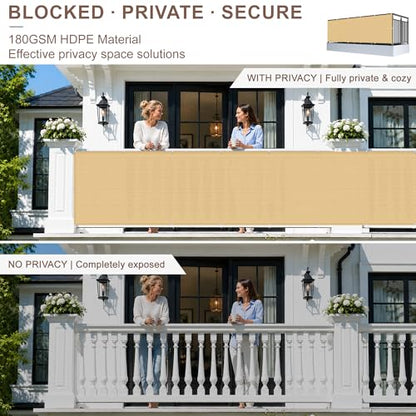 SUNNY GUARD 3' x 10' Balcony Privacy Screen, HDPE Patio Railing Cover Fence - color: Sand Yellow, size: 0 3' x 1 0'