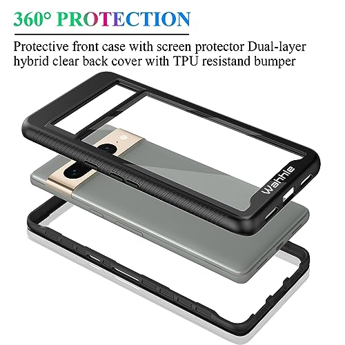 Compatible with Google Pixel 7 Pro Case, Built in Screen Protector Full Body Shockproof Slim Fit Bumper Protective Phone Cover Men Women-Black/Clear - size: Google Pixel 7 Pro
