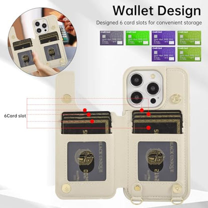 Crossbody Wallet Case for iPhone 12 Pro Max(6.7") with Detachable Strap - PU Leather Flip Folio with Card Slots & RFID Blocking, Sparkling Diamond Accents-Beige - color: Beige, size: iPhone 12 Pro Max(6.7")