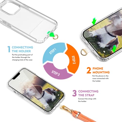 2 Pads Phone Lanyard Adjustable Crossbody Cell Phone Neck Strap - color: Black