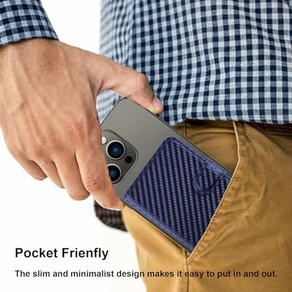 Bocasal for MagSafe Card Wallet for iPhone, Carbon Fiber Blue - color: Carbon Fiber Blue
