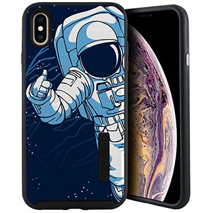 CasesOnDeck Case Compatible with [Apple iPhone X | iPhone Xs][Grip Tactical] iPhone Xs Hybrid Bump and Drop Protection Case Slim Fit Dual Layer Cover (Astronaut) - color: Astronaut
