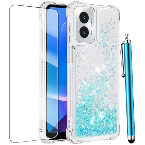 for Moto G Play 2024 Case with Screen Protector, Blue - color: Blue