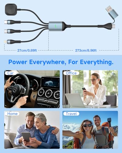 10FT Multi Charging Cable for Apple Watch, 100W Fast Charging, 4-in-2