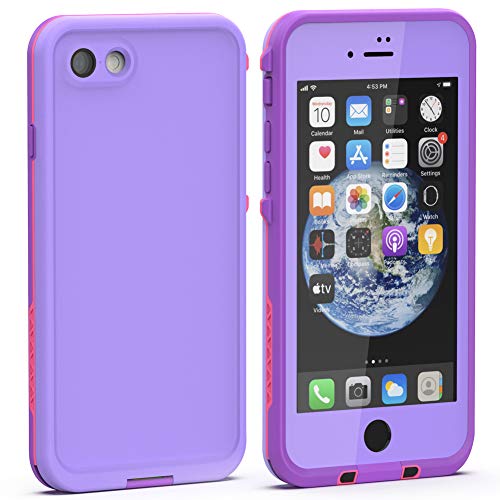 Diverbox for iPhone SE 2020 Waterproof Case iPhone 8 Waterproof Case,Waterproof Shockproof IP68 Full-Body Sturdy Case Built-in Screen Protector for Full Sealed Cover 4.7 in (Purple) - color: Purple