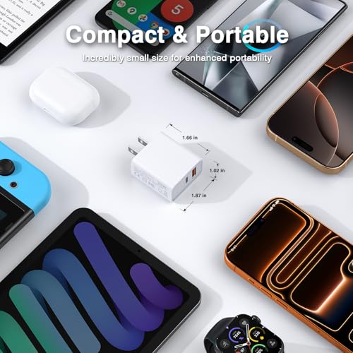 [2 Pack] 20W USB C Charger Block Fast Charging Dual Ports Adapter - color: White