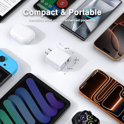 [2 Pack] 20W USB C Charger Block Fast Charging Dual Ports Adapter - color: White