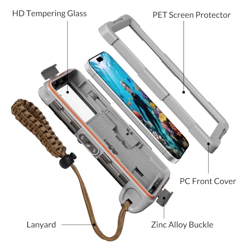 2026 Underwater Snorkeling Diving Phone Case for Phone 17/16/15/14/13/12Pro Max/Galaxy S26/S25/S24/S23.(50ft/15m) Professional Scuba Dive Waterproof Case Underwater Photo Video（Gray） - color: Gray