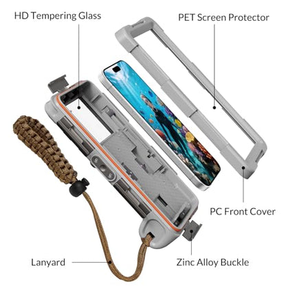 2026 Underwater Snorkeling Diving Phone Case for Phone 17/16/15/14/13/12Pro Max/Galaxy S26/S25/S24/S23.(50ft/15m) Professional Scuba Dive Waterproof Case Underwater Photo Video（Gray） - color: Gray