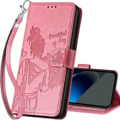 for Google Pixel 10a Wallet case, Pink-Girl | 3 Card Holders, Kickstand, Shockproof TPU Shell, PU Leather, Magnetic Closure, Protective Flip Folio Cover, Women - color: 1