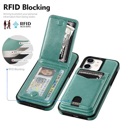 SkyEagle Compatible with MagSafe iPhone 11 Wallet Case,Blue Green - color: Blue Green, size: iPhone 11 - 6.1"