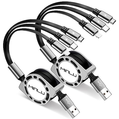 Multi Charging Cable 3A, Retractable Car Charger Cord for Multiple Devices
