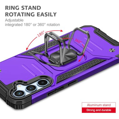 for Samsung S23 FE Case: S23 FE Case with Screen Protector: (Heavy Duty) Military Grade 360° Rotatable Kickstand Shockproof Protective Cases for Samsung Galaxy S23 FE (Purple) - color: Samsung S23 FE Case Purple