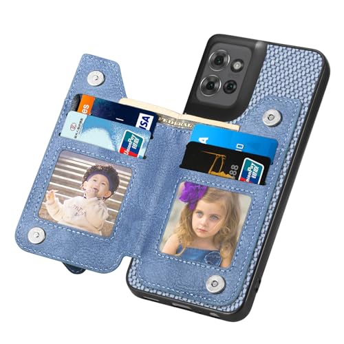 for Motorola Moto G Power 2026 Wallet Case with Card Holder, Slim | Shockproof Protective Phone Cases for Women, Carbon Fiber Pattern Design, Built-in 4 Credit Card Slots and 1 Zipper Pocket - color: Blue
