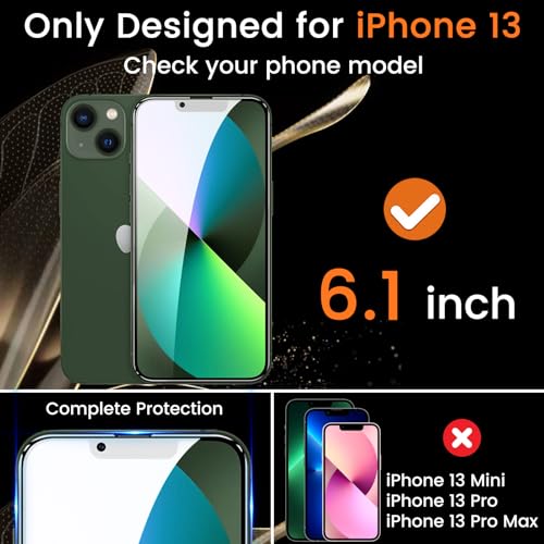 Lesakit 3+3 Pack Privacy Screen Protector for iPhone 13 6.1-Inch with 3 Pack Camera Lens Protector, Anti Spy Tempered Glass Film 9H Hardness Bubble Free Case Friendly - size: iPhone 13