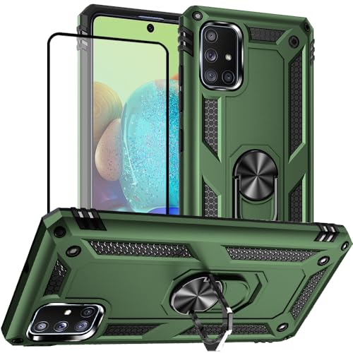 Samsung A71 5G Case, A71 5G Phone Case with Screen Protector, Military Grade Protective Cases with Ring for Samsung Galaxy A71 5G (Military Green) - color: Military Green galaxy a71 5g phone case