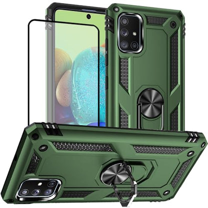 Samsung A71 5G Case, A71 5G Phone Case with Screen Protector, Military Grade Protective Cases with Ring for Samsung Galaxy A71 5G (Military Green) - color: Military Green galaxy a71 5g phone case