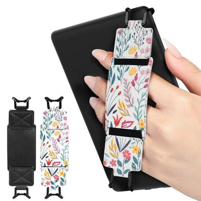 MoKo 2 Pack Hand Strap for 6-8" Kindle eReaders Tablets, Black+Flower - color: Black+Flower