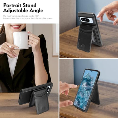 SkyEagle Compatible Magsafe 2 in 1 Detachable Google Pixel 8 Pro Wallet Case with Card Holder Women Men,Magnetic PU Leather RFID Blocking Flip Kickstand Credit Slots,for Pixel 8 Pro 6.7",Black - color: Black, size: Google Pixel 8 Pro 6.7"