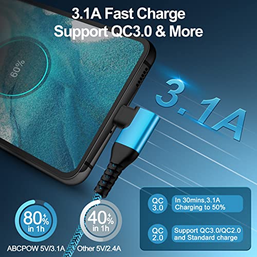 USB C Cable 3.1A Android Charger Fast Charging Right Angle for iPhone 17 16