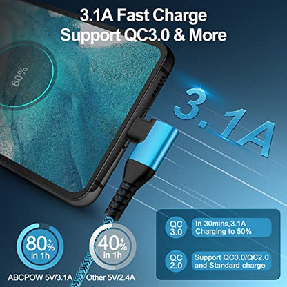 USB C Cable 3.1A Android Charger Fast Charging Right Angle for iPhone 17 16