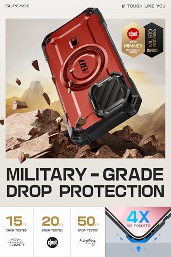 SUPCASE for iPhone 17e/16e Case with Camera Cover Stand, Red | Compatible with MagSafe, Built-in Kickstand, Military-Grade Protection, Magnetic Phone Case for iPhone 15/14/13, UBMag XT - color: Ruddy