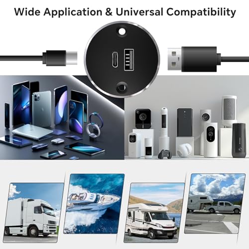 Aluminum RV USB Outlet, Dual Port High-Speed 12V Charger Socket - color: Big Version