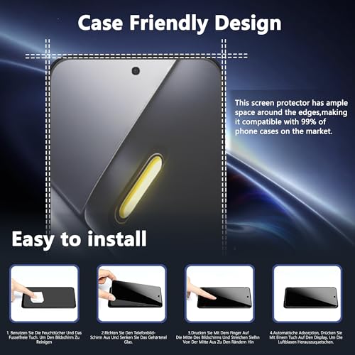 2+2 Pack Privacy Screen Protector for Xiaomi Poco X8 Pro Max, Anti-Spy Tempered Glass with Camera Lens Protector, 9H Anti-Scratch, Bubble Free, Case Friendly - size: for Poco X8 Pro Max