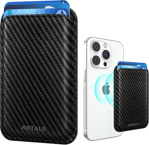 Magnetic Wallet Cell Phone Card Holder for Phone Case with Mag-Safe | Stronger Magnetic RFID Leather Phone Wallet Stick on Series of iPhone 17/16/15/14/13/12 and Pro/Promax, CFBlack - color: Carbon Fiber Black, size: 1 Pack