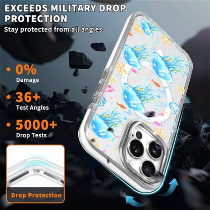 VisEnt Clear Case for iPhone 15 Pro, Magnetic Phone Case, Transparent Slim Cover, Military Grade Protection, Shockproof, Anti-Yellowing, Scratch Resistant, Blue Jellyfish Ocean - color: Blue Jellyfish Ocean, size: Iphone 15 Pro