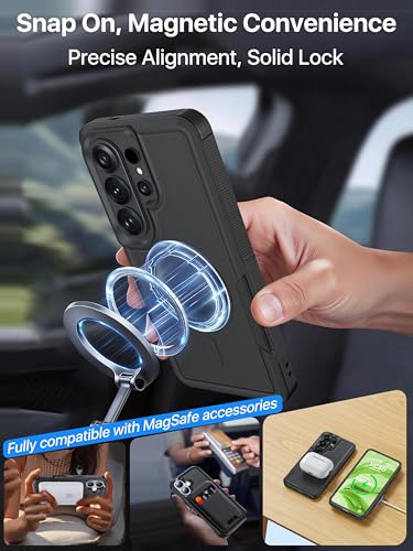 Magnetic for Samsung Galaxy S26 Ultra Case Heavy Duty Protection, Military-Grade Dual-Layer Shockproof S26 Ultra Phone Case [Fit for MagSafe] Matte Finish Case S 26 Ultra 6.9", Black - color: Black