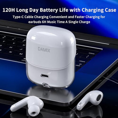 Two Pairs Wireless Earbuds, Dual Pair Headphones Ear Buds Bluetooth 5.5 with Noise Cancelling, LED Display Power in Ear Earphones Waterproof 120H Playtime for Laptop Pad Phones (White) - color: White