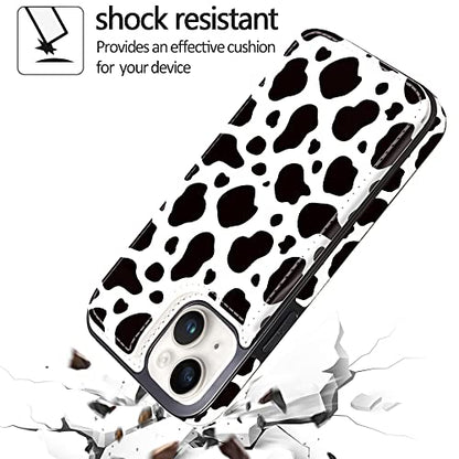 Compatible with iPhone 14 6.1" and iPhone 13 6.1" Wallet Case with Card Holder Folio Flip PU Leather Kickstand Card Slots Case Double Magnetic Clasp and RFID Blocking Cover 6.1 Inch (Cow Print) - color: Black Cow Print, size: iPhone 14/13