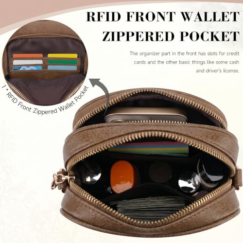 Small Crossbody Bags for Women, RFID Phone Purse with Card Slots, Triple Compartments Lightweight Shoulder Bag - color: 10-apricot