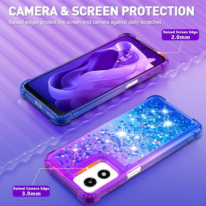 for Moto G Play 2024 Case with Screen Protector, Purple Blue - color: Purple Blue Color