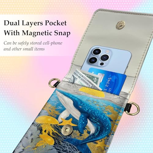 Small Crossbody Bags for Women Touchscreen Cell Phone Bag Cross Body Purses with adjustable Strap,Gifts For Teenage Girls - color: Vibrant Whimsical Whale
