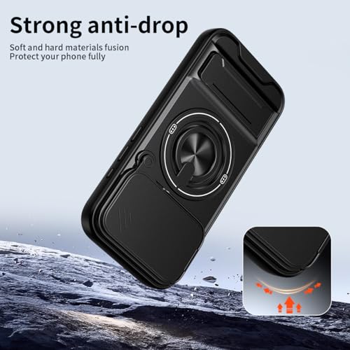Dssairo for iPhone 17 Pro Max case with 360°Rotation Magnetic Ring Compatible with MagSafe Slide Camera Cover Foldable Stand Military-Grade Shockproof Protective case (Black, iPhone 17 Pro Max) - color: Black, size: iPhone 17 Pro Max