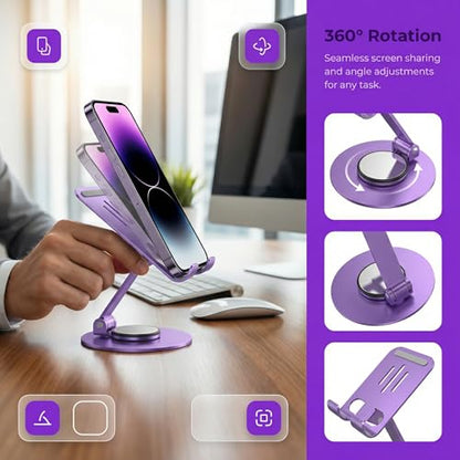 Universal Metal Cell Phone Stand, Multi-Angel Adjustable 360° Rotation Non-Slip Metal Phone Stents(Starry Sky Purple) - color: Starry Sky Purple
