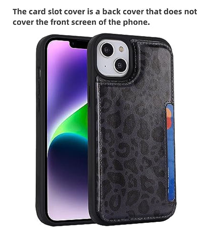 iCoverCase Compatible with iPhone 14 Plus Phone Case with Card Holder, Wallet Case for Women Men RFID Blocking PU Leather Protective Case 6.7 Inch (Black Leopard) - color: Black Leopard