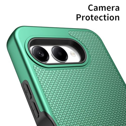 for T-Mobile REVVL 8 Phone Case with Tempered Glass Screen Protector,Dual Layer Heavy Duty Shockproof Protection Cover (Dark Green) - color: Dark Green