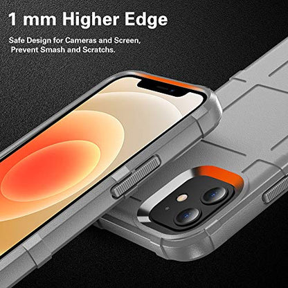 Rugged Shield TPU Thick Solid Armor Tactical Protective Case Compatible with iPhone 12 Mini (5.4 inches) - Concrete Grey - color: Concrete Grey, size: iPhone 12 mini