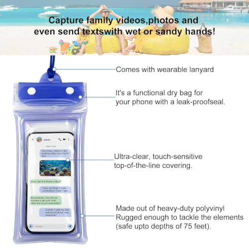 5 Pack 8.6" Multicolor Floating Waterproof Phone Pouch, IP68 Airbag Case with 3-Layer Ziplock, Clear Dry Bag with Lanyard for Beach, Swimming, Cruise Essentials for iPhone 17 16 Pro Max,Samsung